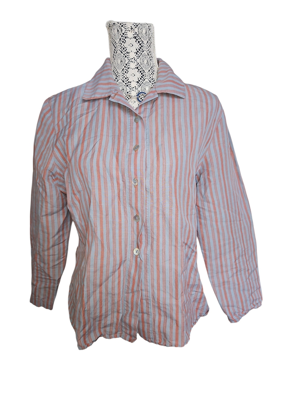 Striped Striped Colorblock Button-Up Top
